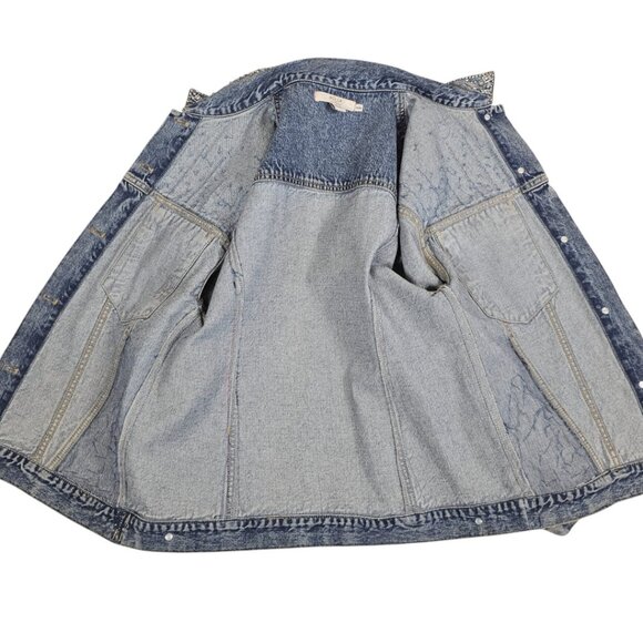 Alice + Olivia Embellished Denim Jean Jacket Crystals & Chains RARE Size M - Picture 15 of 15